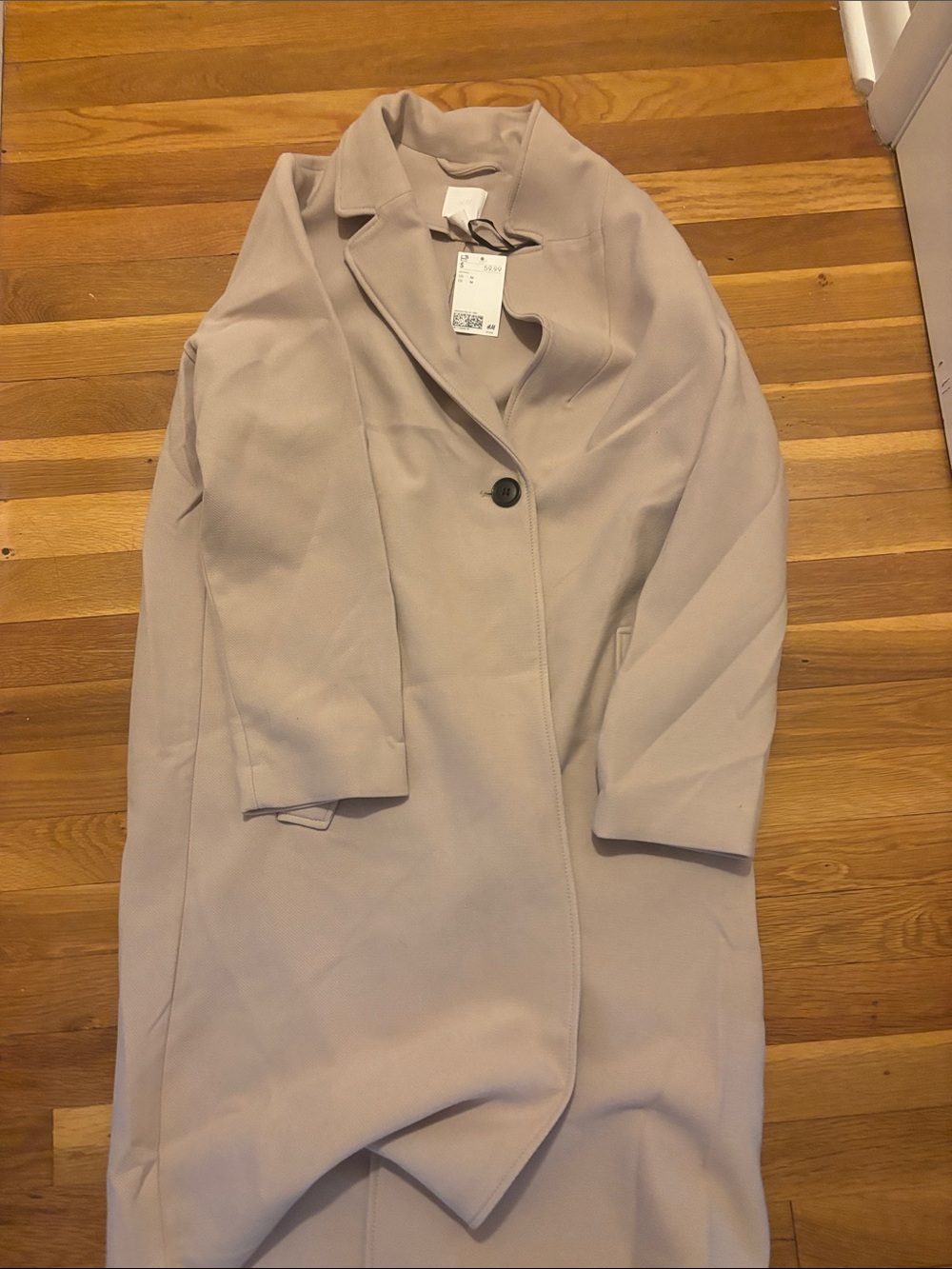 NWT H&M Light Beige Single-Button Long Coating